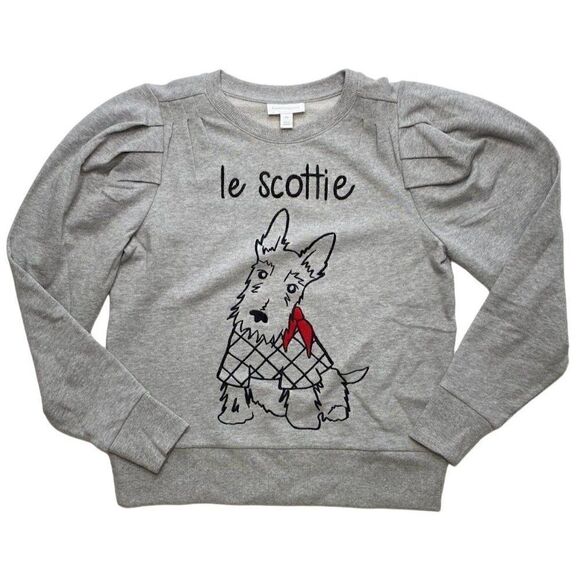 Charter Club Scottie Dog Sweatshirt Top Women's PETITE MEDIUM Gray Black Relaxed - Picture 5 of 10